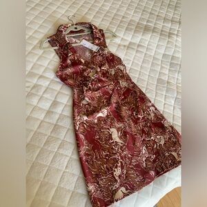 Urban Outfitters Brick and Cream Patterned Dress S